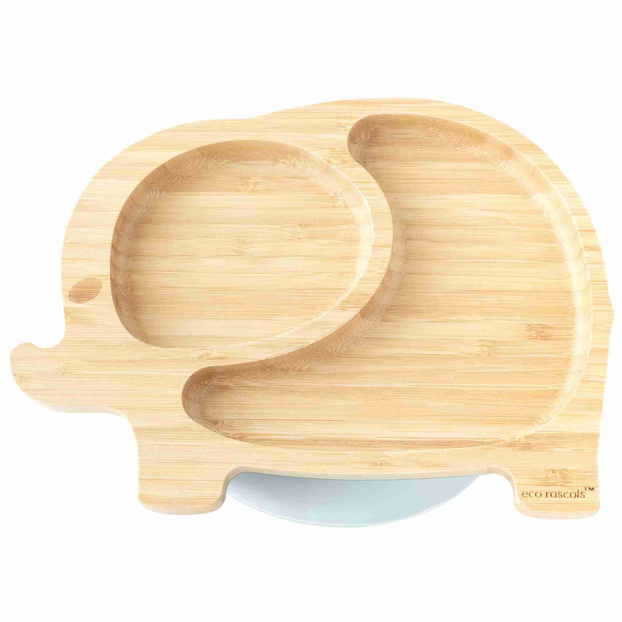 Eco Rascals Bamboo Plates Elephant piatto ventosa verde 2 scomparti