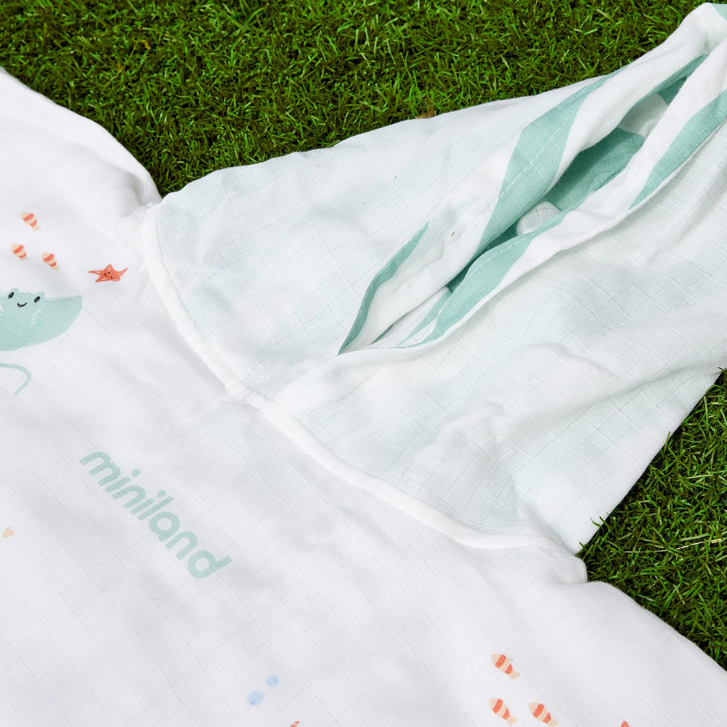 Miniland Bagno poncho neonato mussola cotone con cappuccio