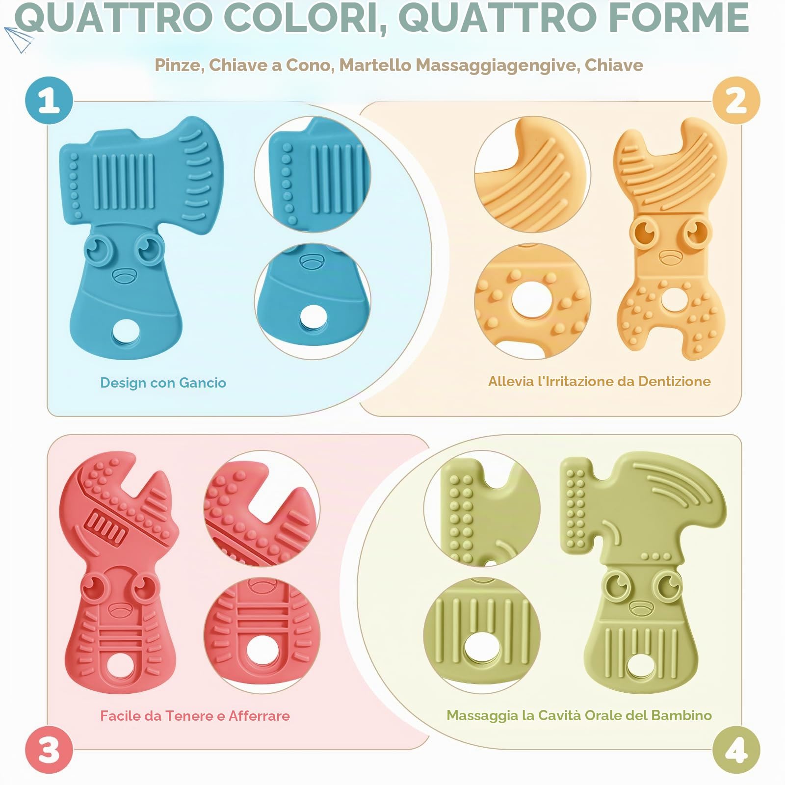 TYRY.HU Teethers massaggiagengive silicone 4 pezzi A