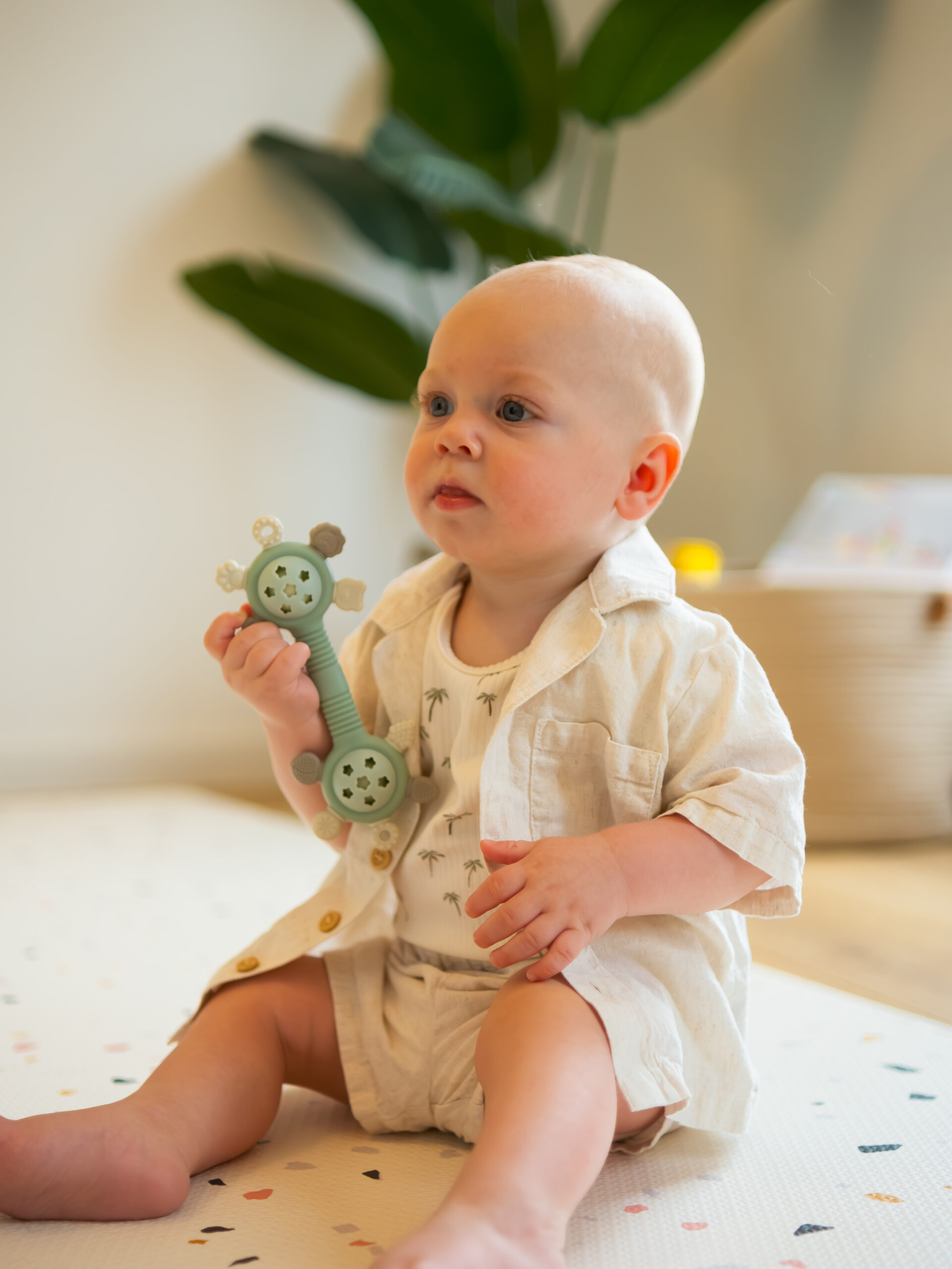 BoJungle Silicone Rattle Jade sonaglino neonato silicone verde