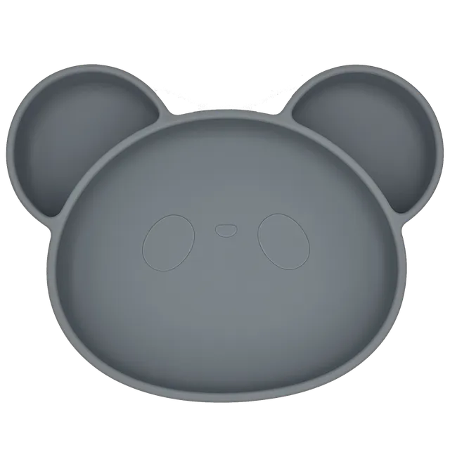Youly Kinderborden Piatto Orso ventosa grigio silicone