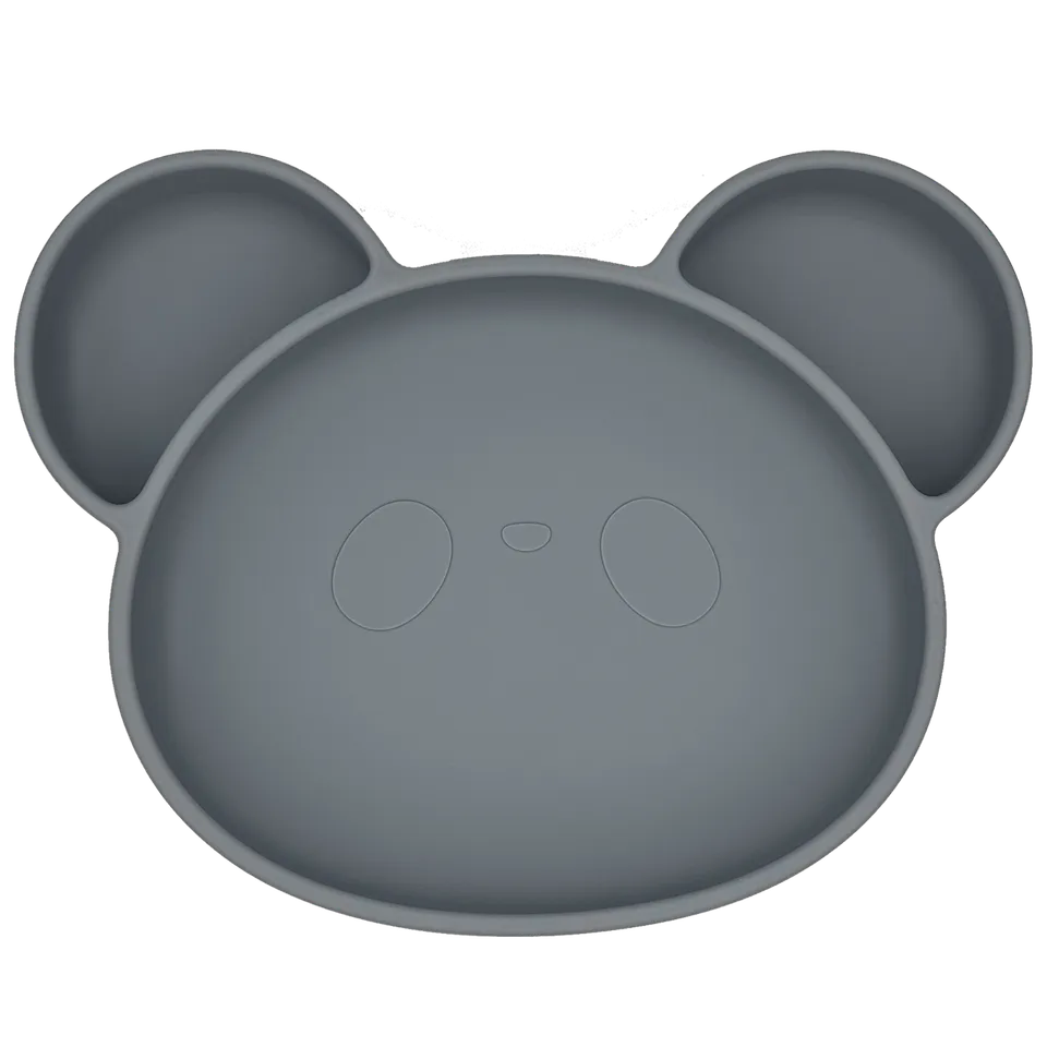 Youly Kinderborden Piatto Orso ventosa grigio silicone