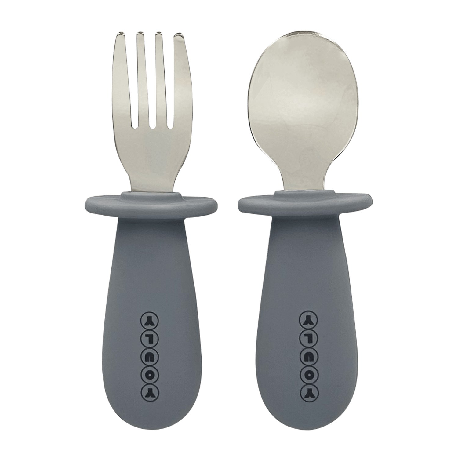 Youly Set Posate Bambino Grigio Cemento Forchetta Cucchiaio