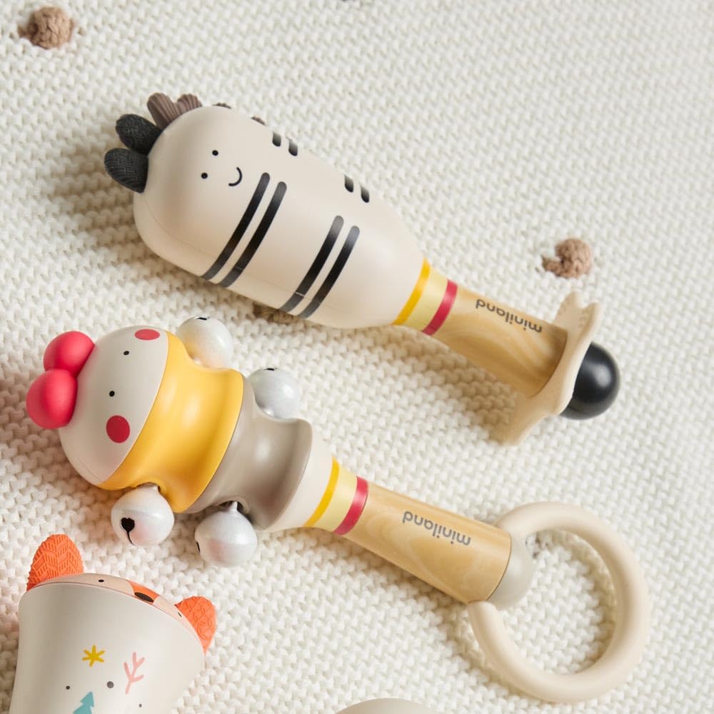 Miniland Baby Zebra Rattle sonaglio silicone alimentare