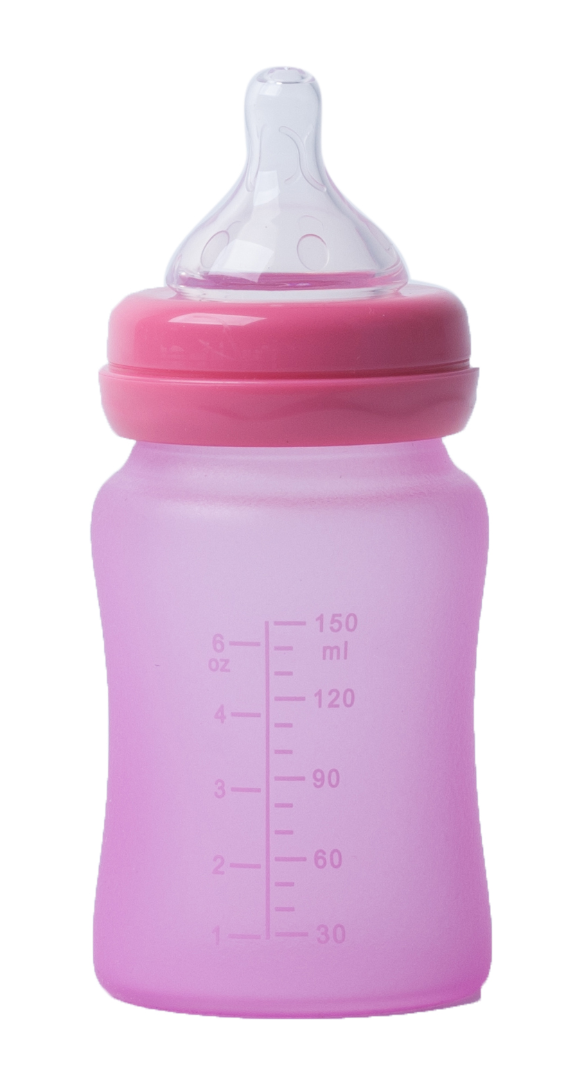 BoJungle B-Thermo Biberon Vetro Rosa 150 ml