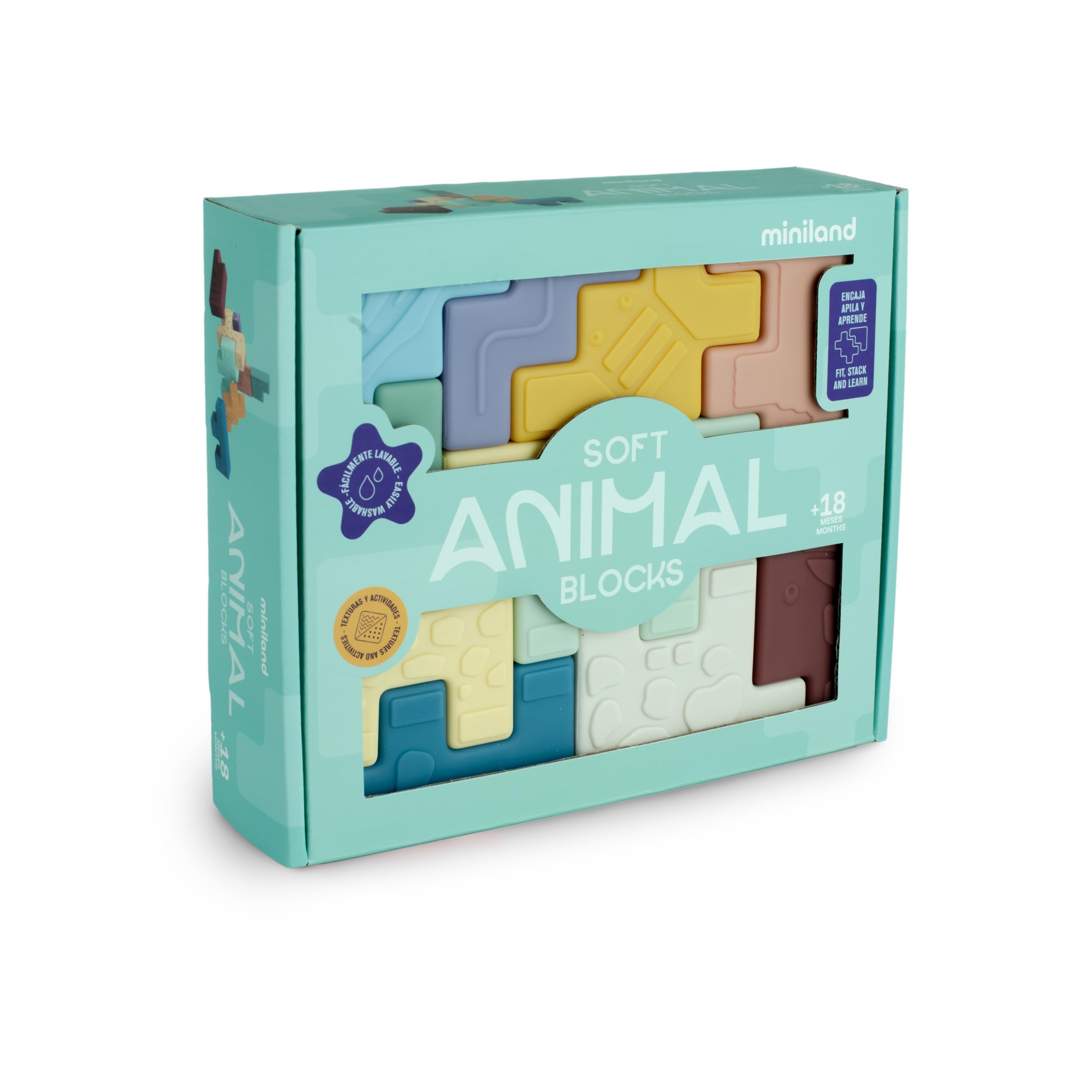 Miniland Soft Animal Blocks puzzle morbido animali 10 pezzi