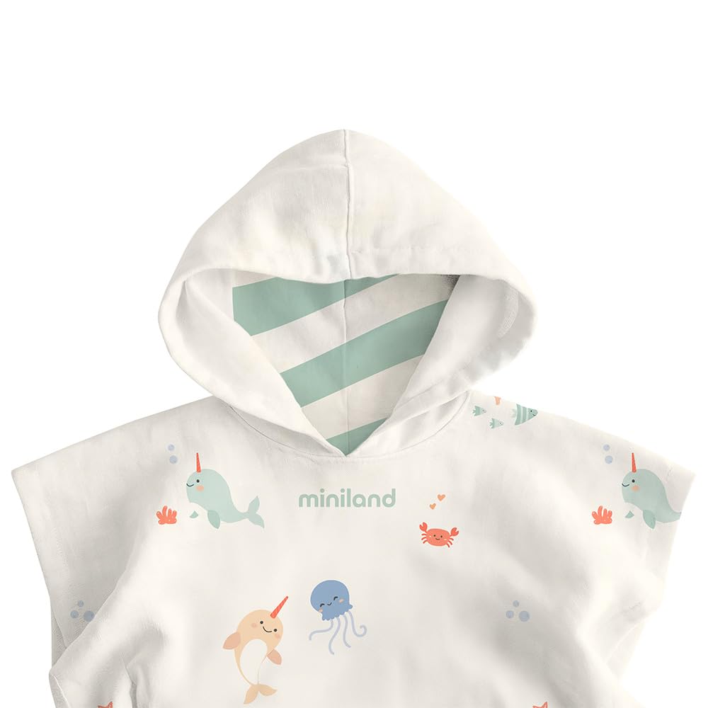 Miniland Bagno poncho neonato mussola cotone con cappuccio