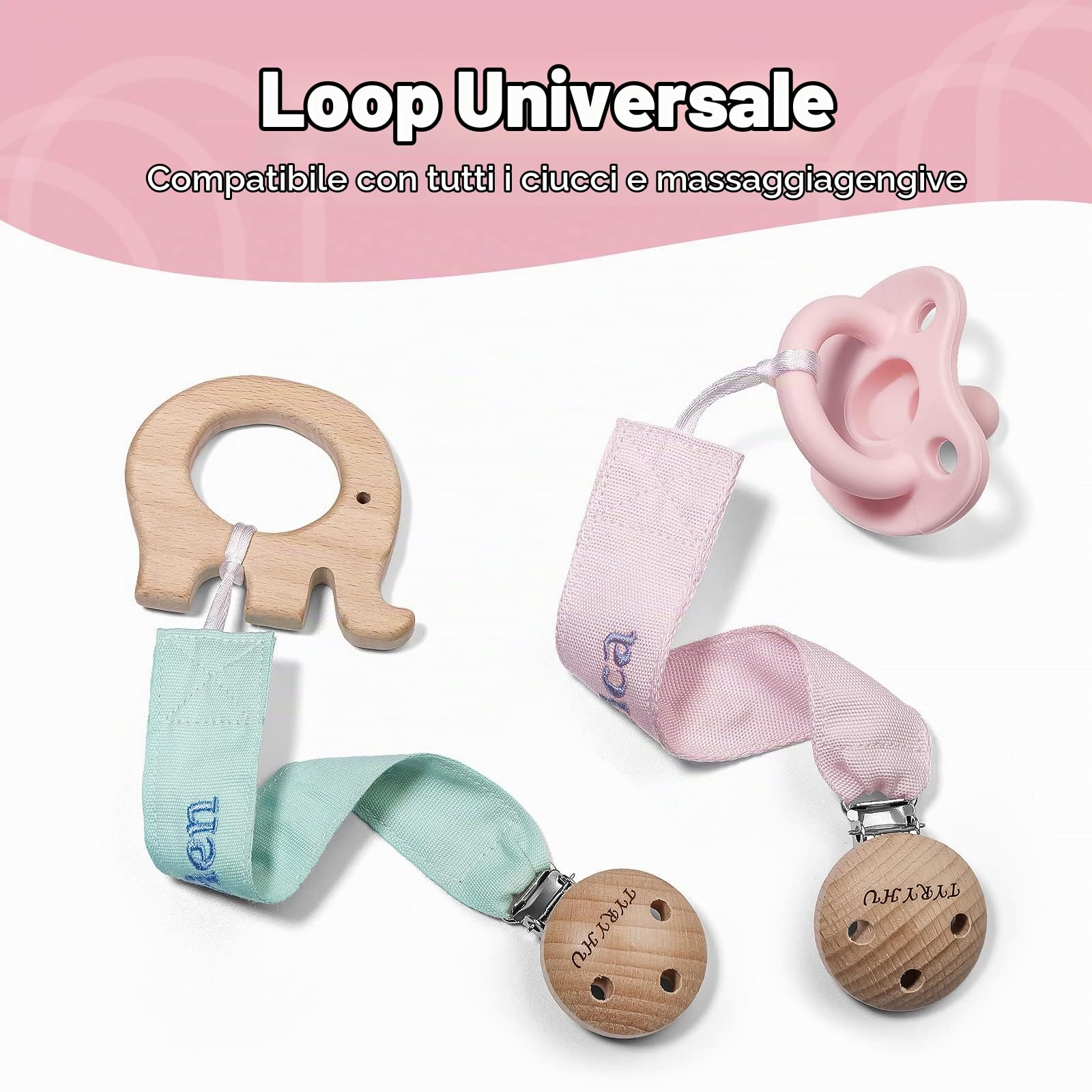 TYRY.HU Customize Name catenella portaciuccio rosa ciano 2 pezzi
