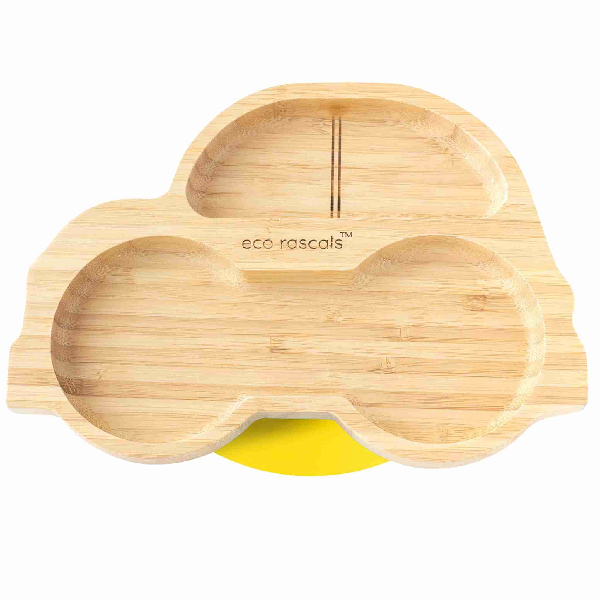 Eco Rascals Bamboo Plates Car piatto ventosa scomparti verde