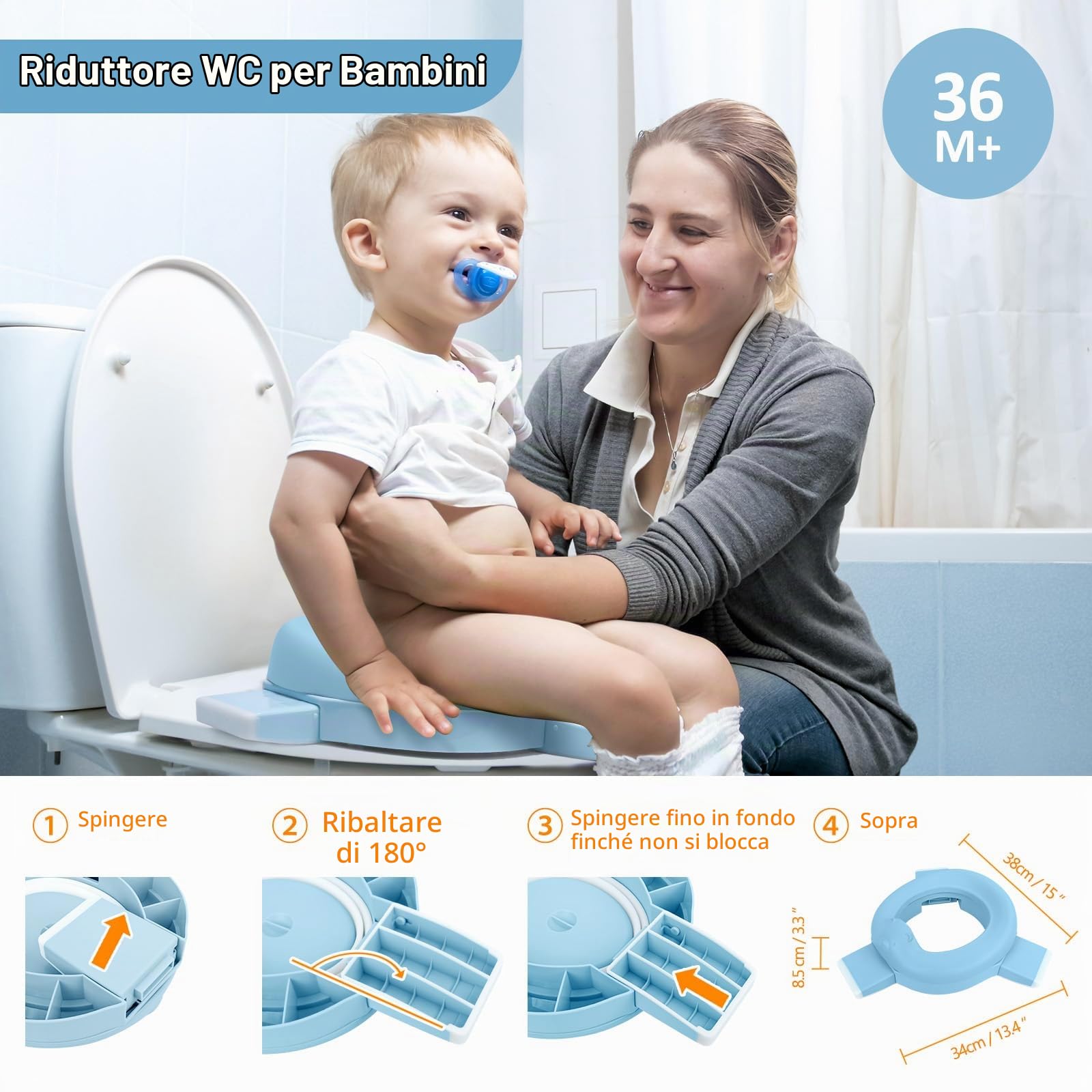 TYRY.HU Vasino Portatile 3-in-1 Riduttore WC Bambini Blu