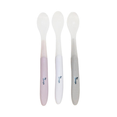 BoJungle B-Soft Spoon Set 3 cucchiaini silicone grigio bianco rosa