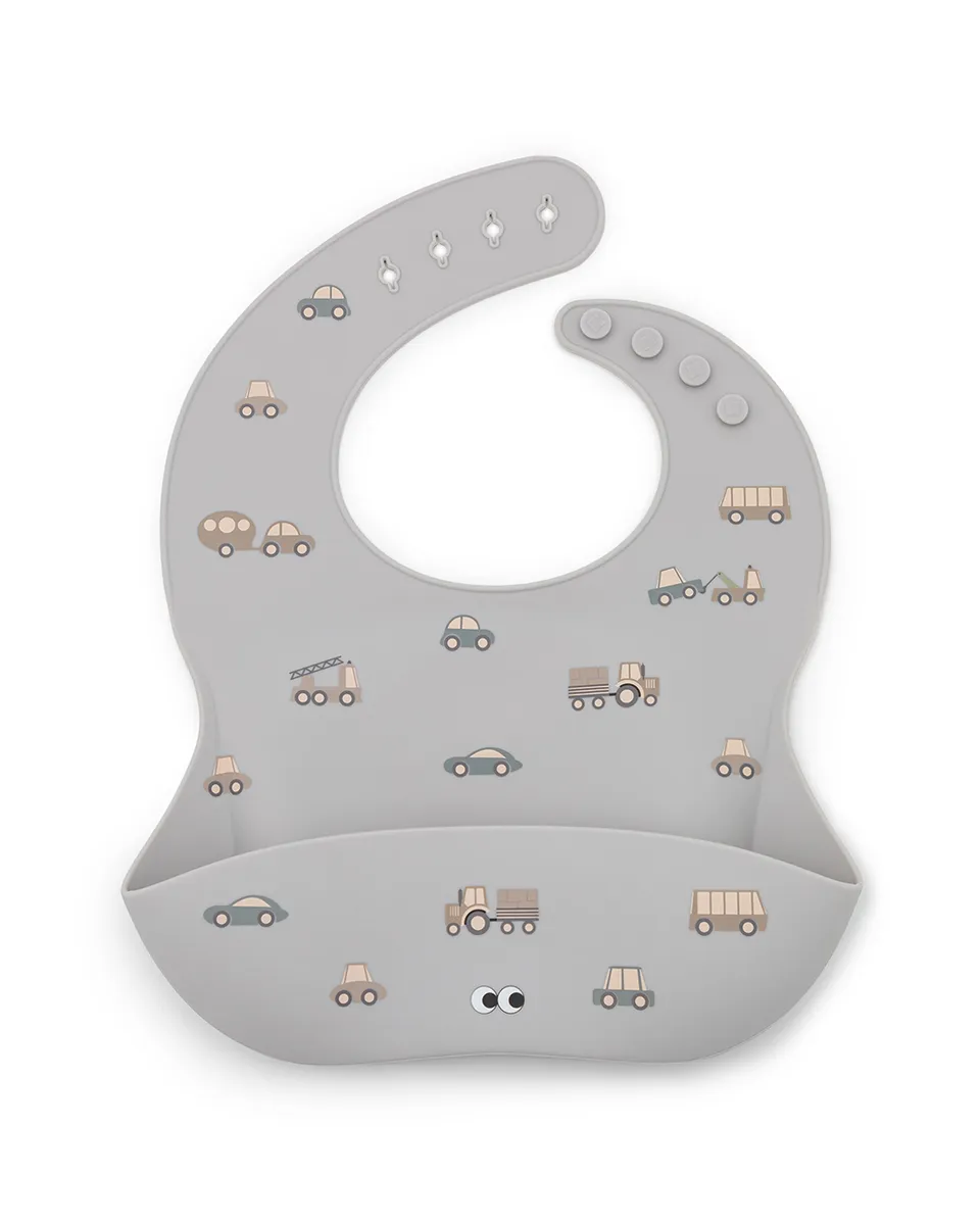 Noui Noui Bibs bavaglino silicone little wheels grigio