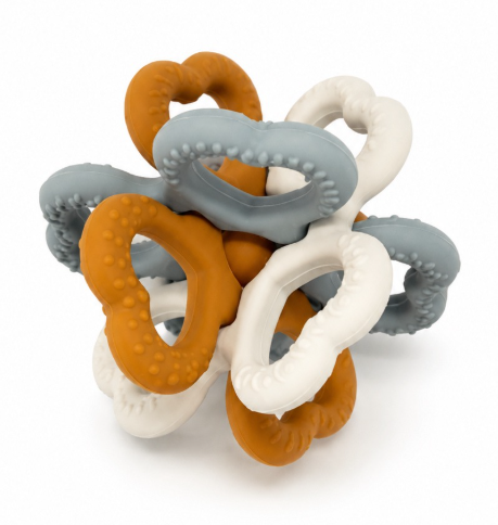 BoJungle Playtime Easy Grip palla silicone con 3 anelli dentizione