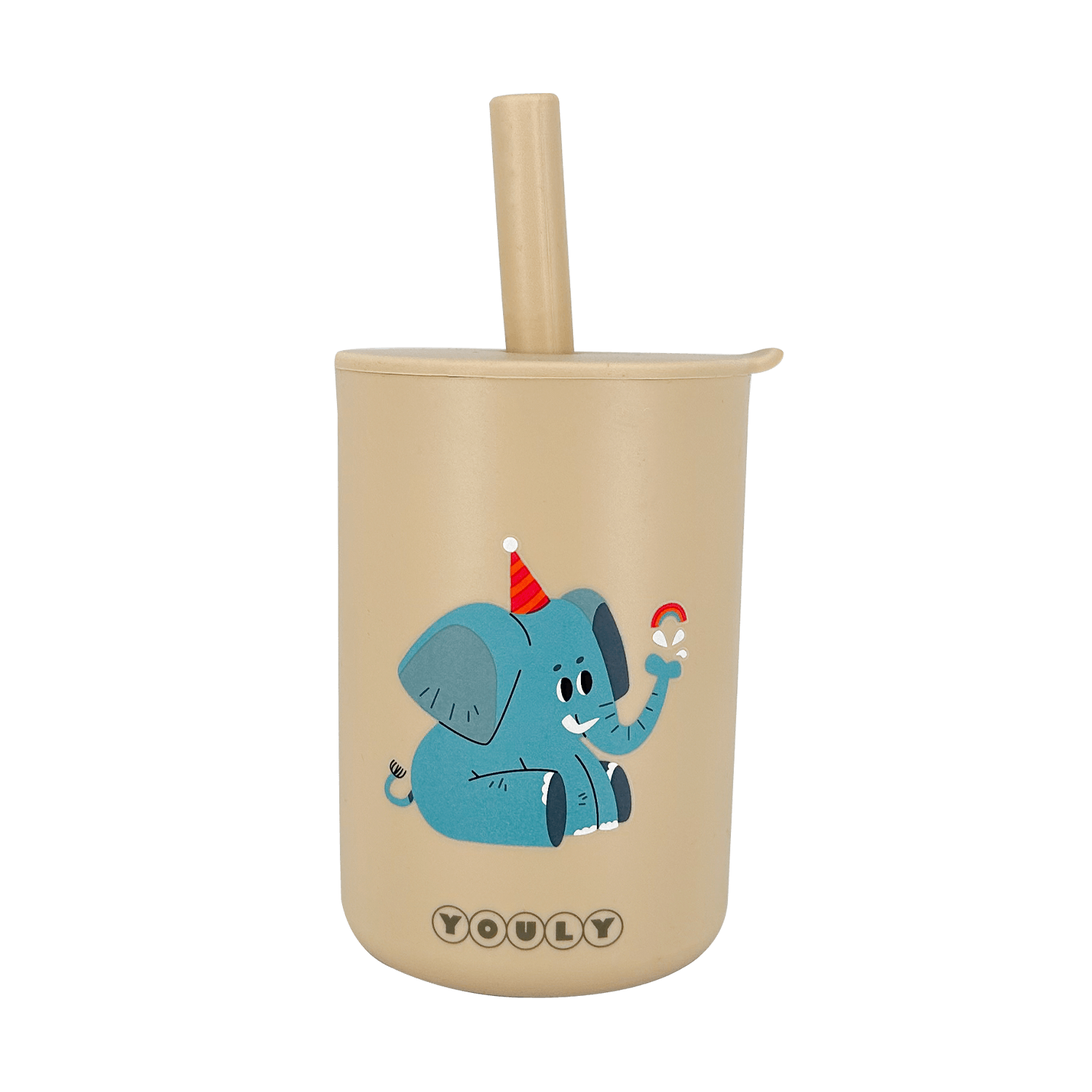 Youly Tazza cannuccia bimbi elefante crema silicone