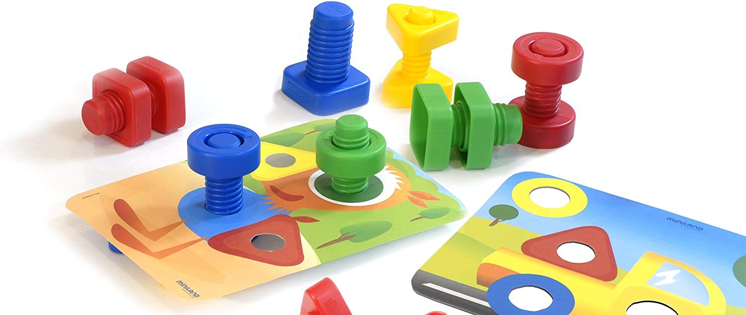 Miniland Dadi e Bulloni 24 Pezzi Gioco Forme 2+ Anni