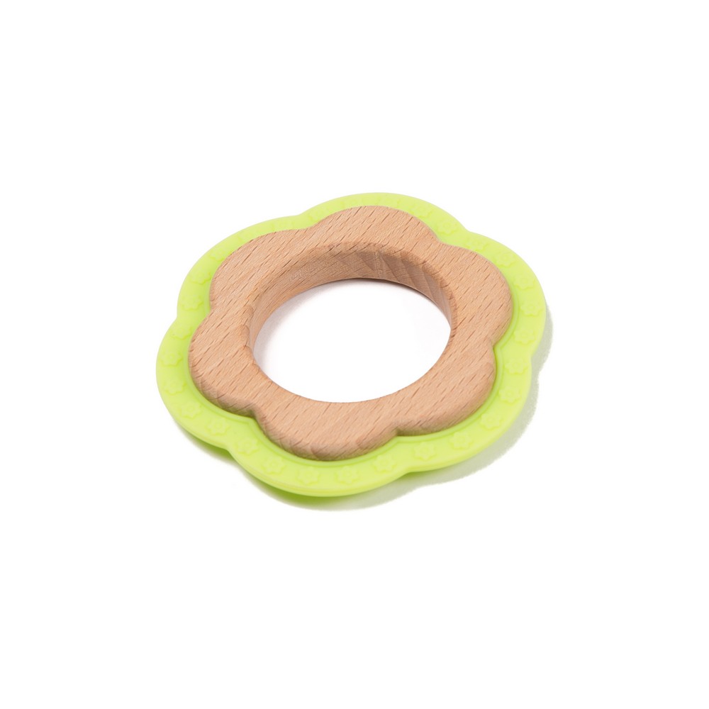 BoJungle B-Wood Teether Flower massaggiagengive verde