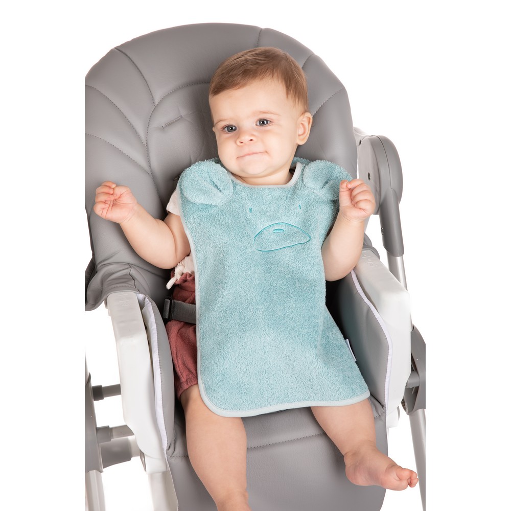 BoJungle B-Bib bavaglino Bear Green/Blue cotone bio