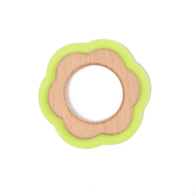 BoJungle B-Wood Teether Flower massaggiagengive verde