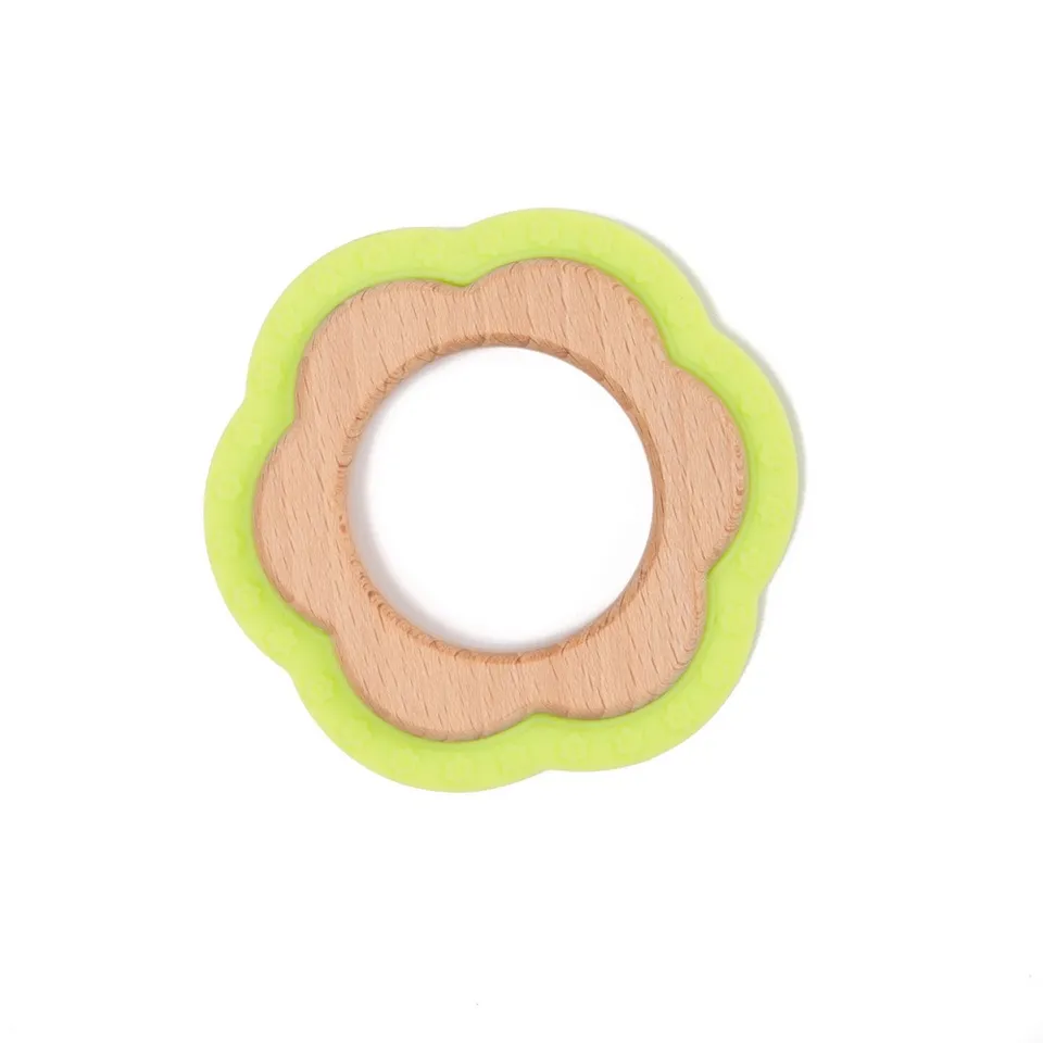BoJungle B-Wood Teether Flower massaggiagengive verde
