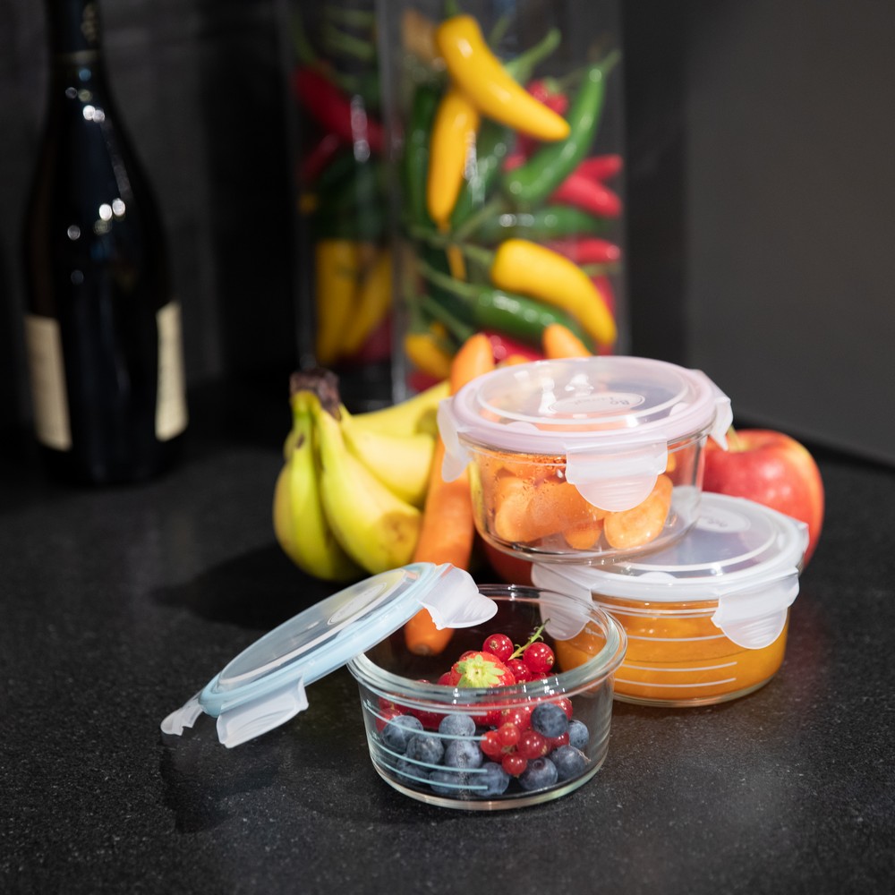 BoJungle B-Bowls ciotole vetro 3 pz 360 ml bianco-grigio-blu
