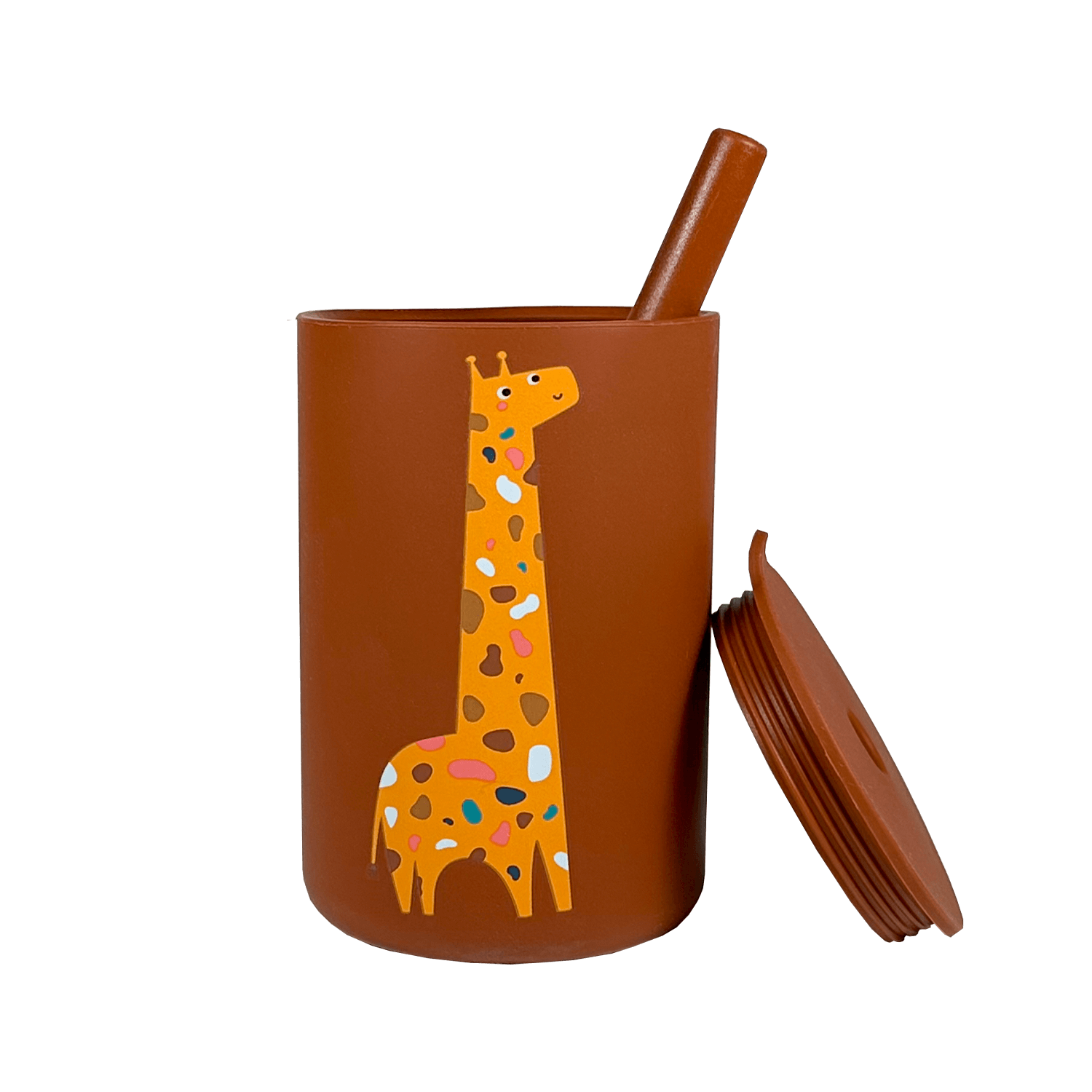 Youly Rietjesbekers Bicchiere Cannuccia Giraffa Silicone