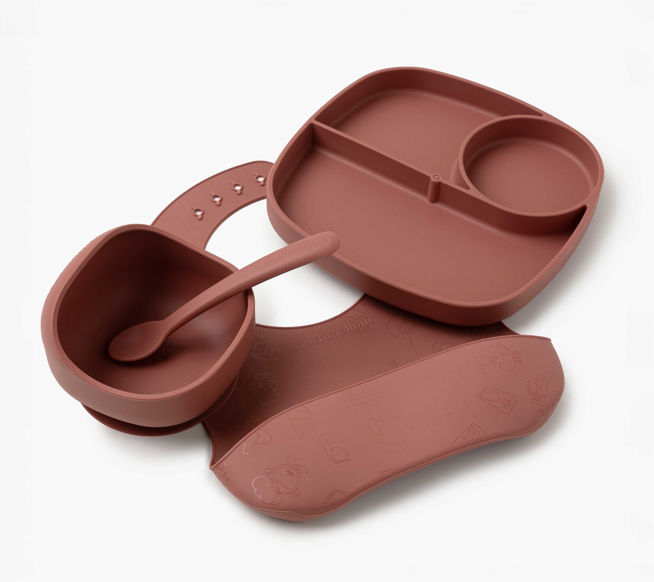 Muchmellow Pappa Set Pappa 4pz Ciotola Piatto Ventosa Silicone