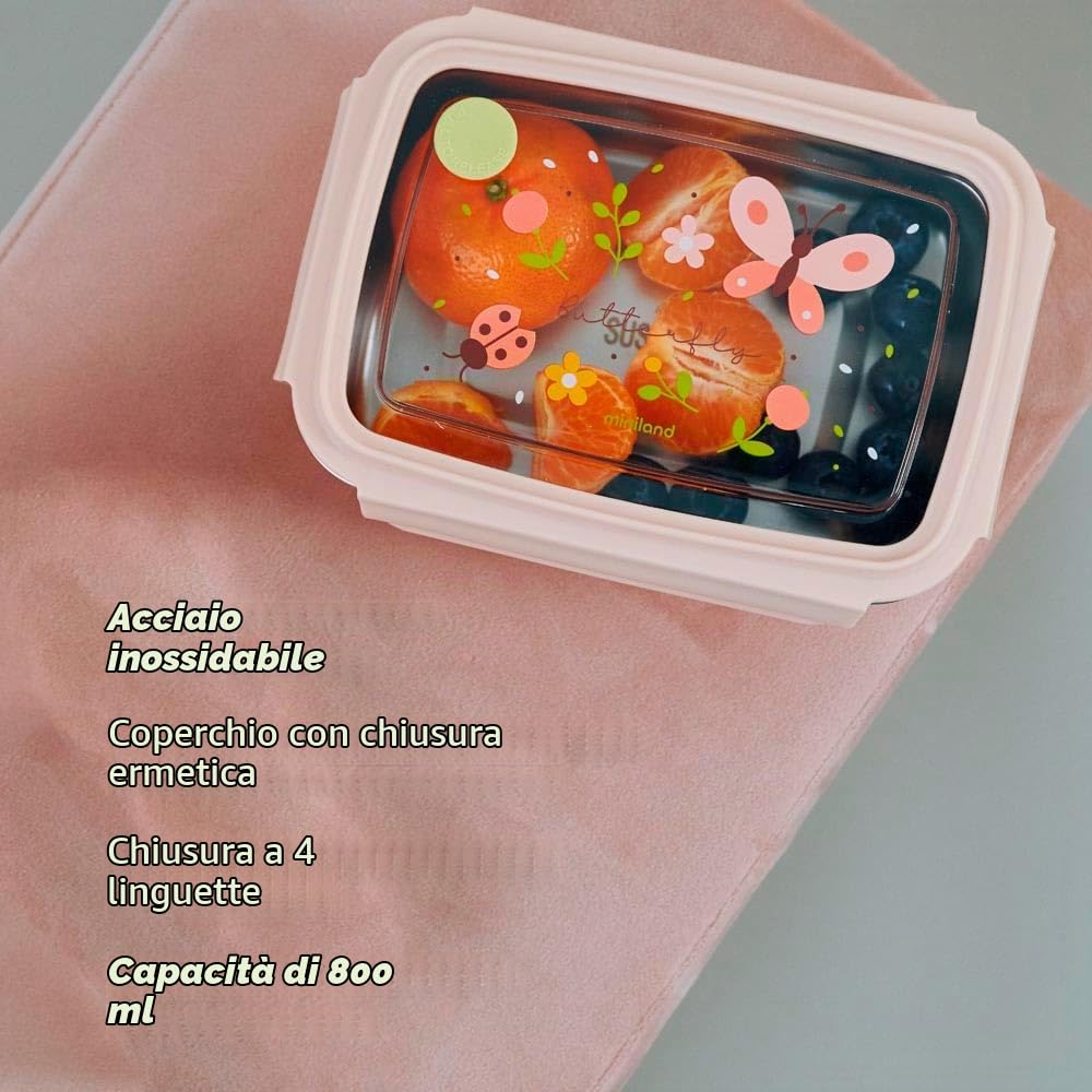 Miniland Steel Lunchbox Acciaio Butterfly 800 ml