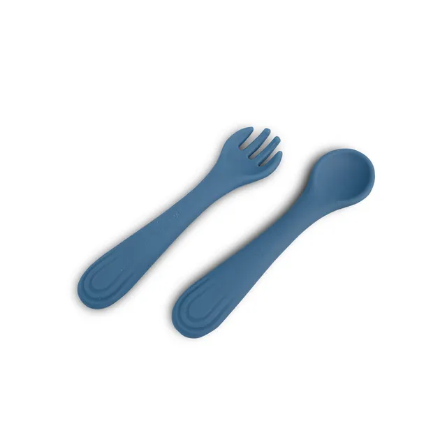 Mizu Baby Taiki Set Cucchiaio Forchetta Silicone Blu