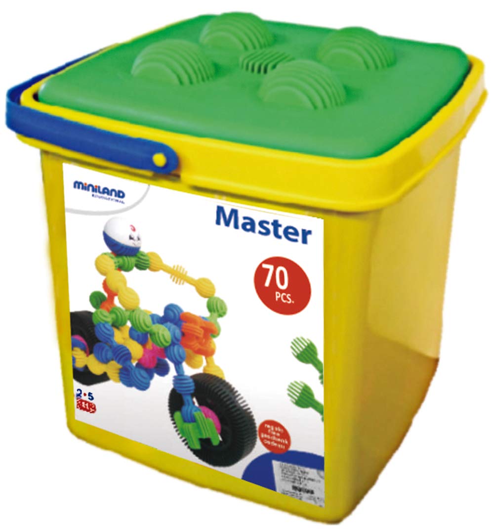 Miniland 94025 Costruzioni 70 Pezzi con Ruote 8 cm 3-6 Anni