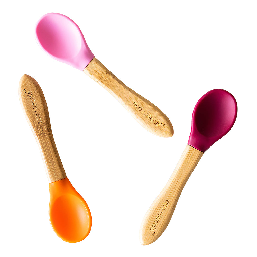 Eco Rascals Cutlery Set 3 Cucchiaini Bambù Arancione silicone