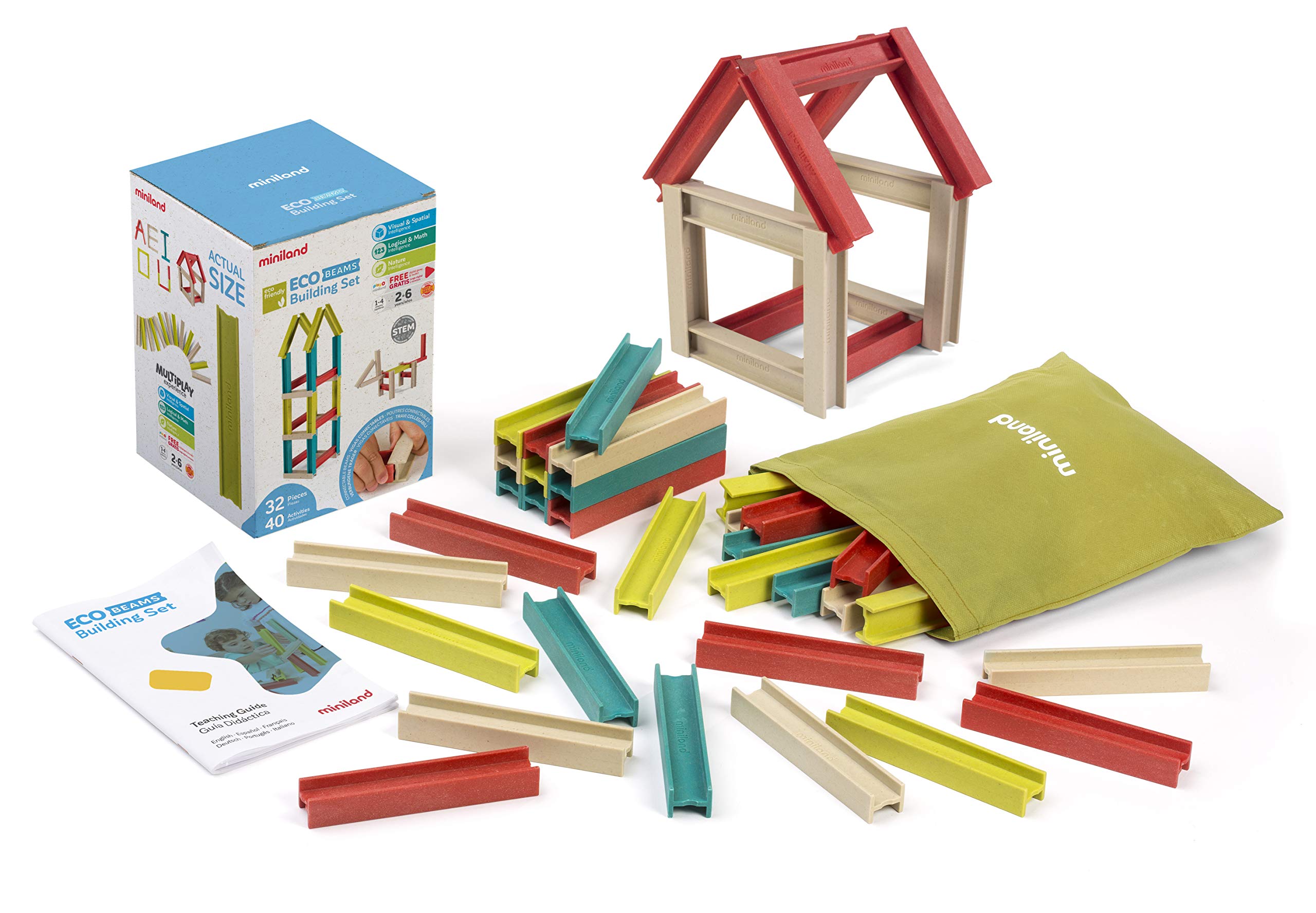 Miniland 32150 Eco set costruzione travi 32 pezzi
