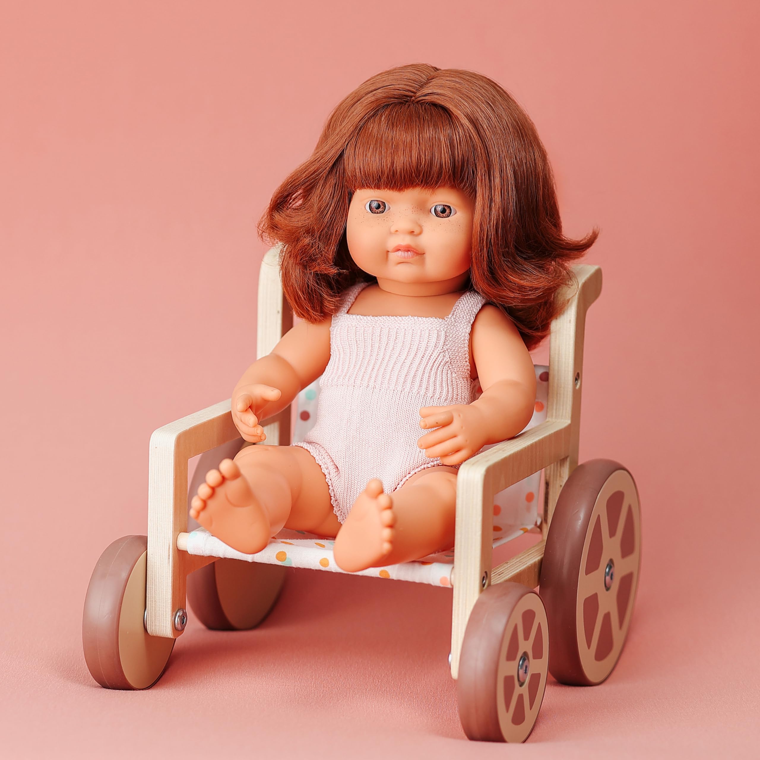 Miniland Bambole Sedia a rotelle bambole 38 cm legno FSC