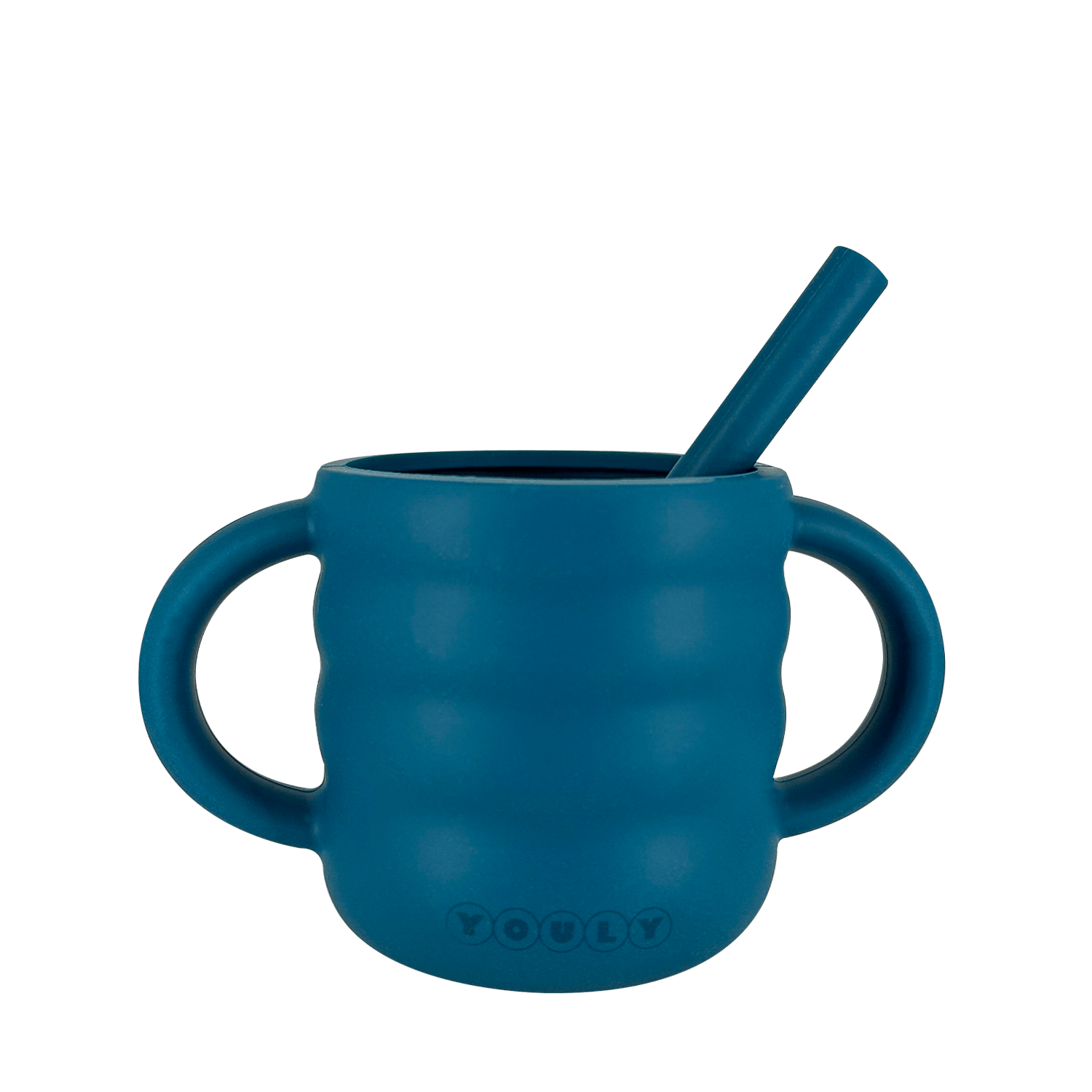 Youly Bubble Tazza con Cannuccia Blu Marino in Silicone