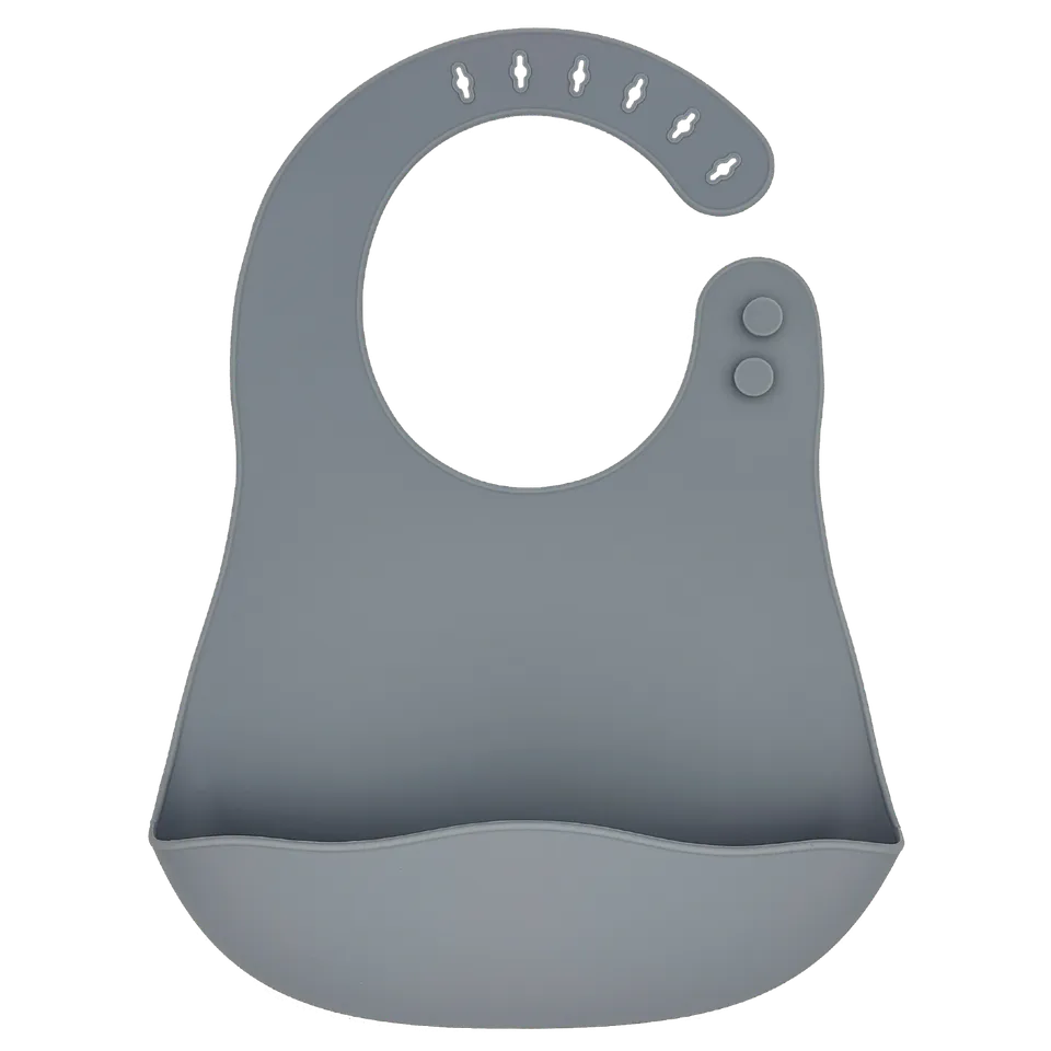 Youly Slab bavaglino silicone grigio con tasca regolabile