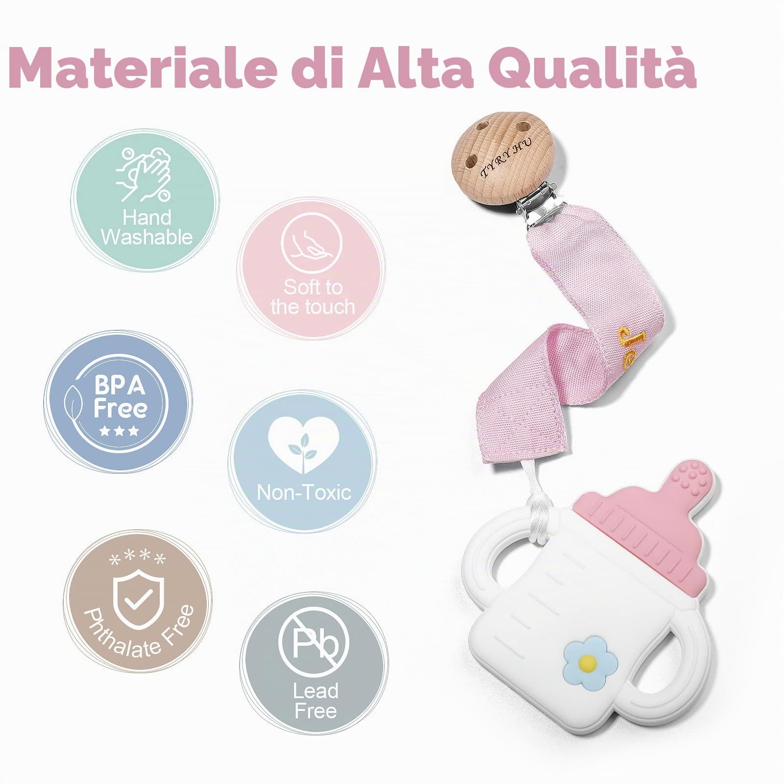 TYRY.HU Customize Name catenella portaciuccio rosa ciano 2 pezzi