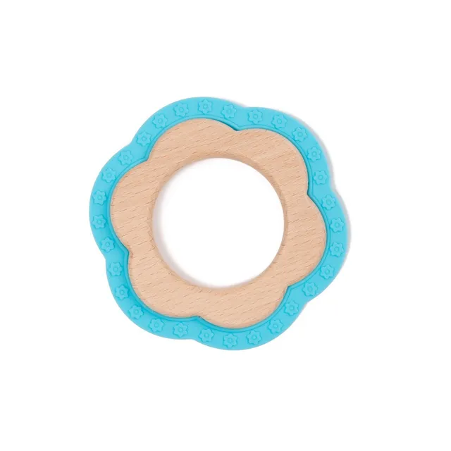 BoJungle B-Wood massaggiagengive fiore blu legno faggio