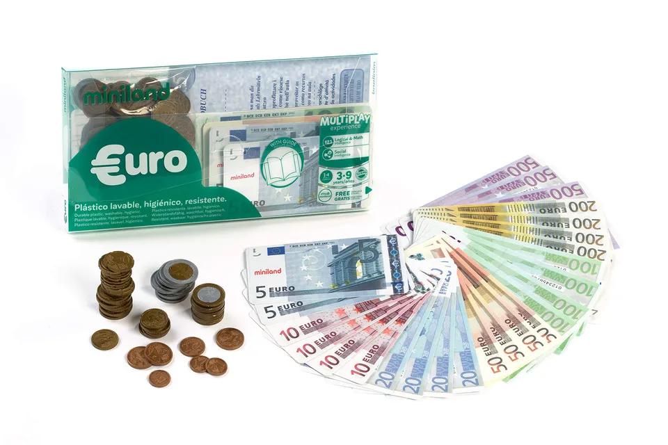 Miniland Giochi simbolici Set Euro 28 banconote 80 monete