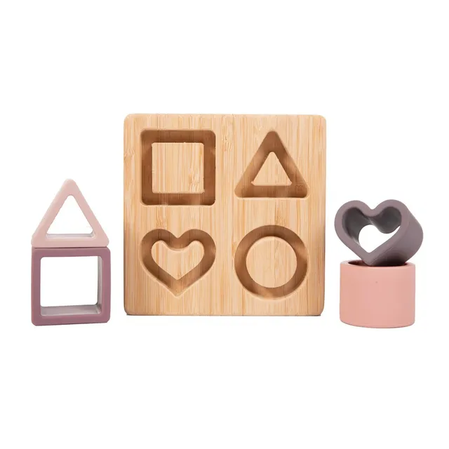 BoJungle Playtime B-Bamboo Heart gioco forme rosa silicone