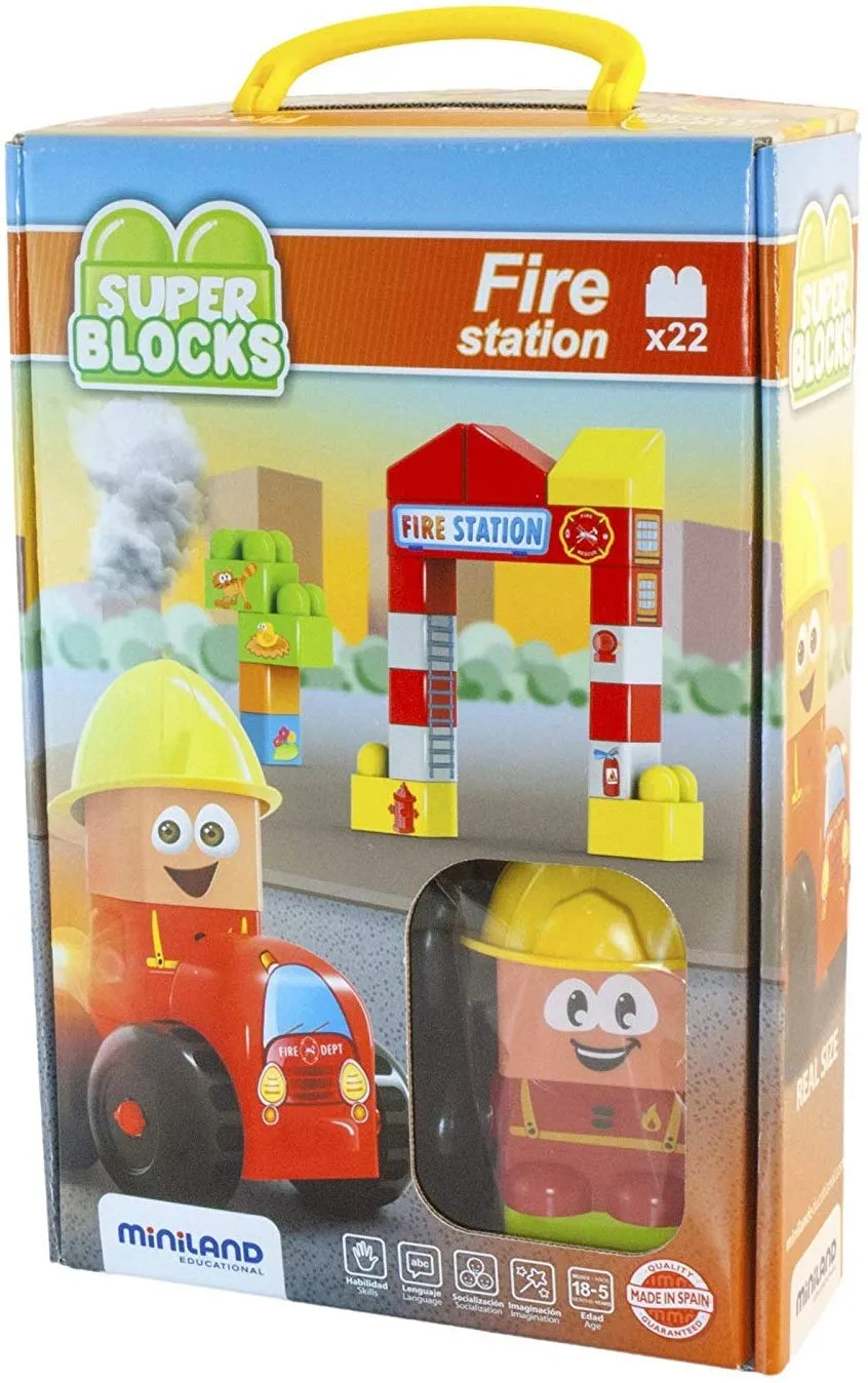 Miniland Super Blocks Fire Station set 18 pezzi dai 18 mesi