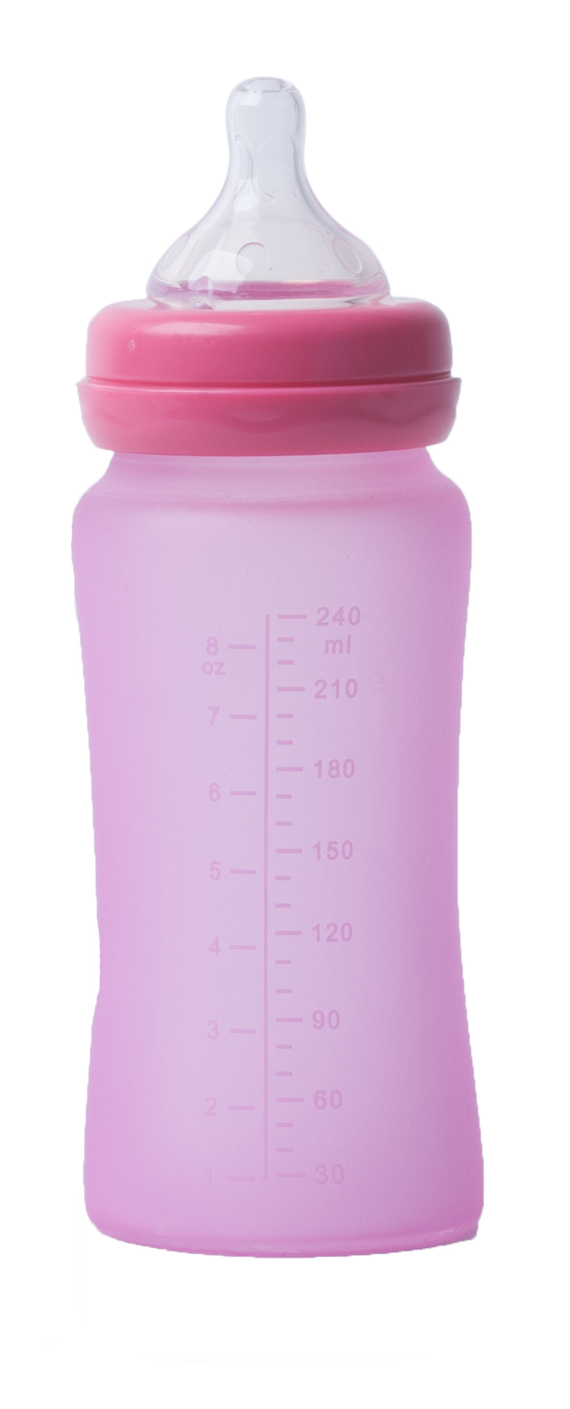 BoJungle B-Thermo biberon vetro rosa 240 ml silicone