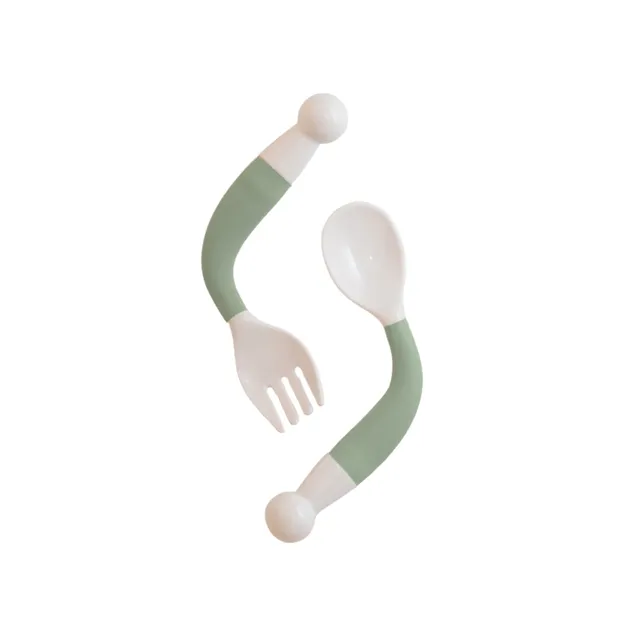 BoJungle Food Bendable Spoon Fork posate Jade autosvezzamento