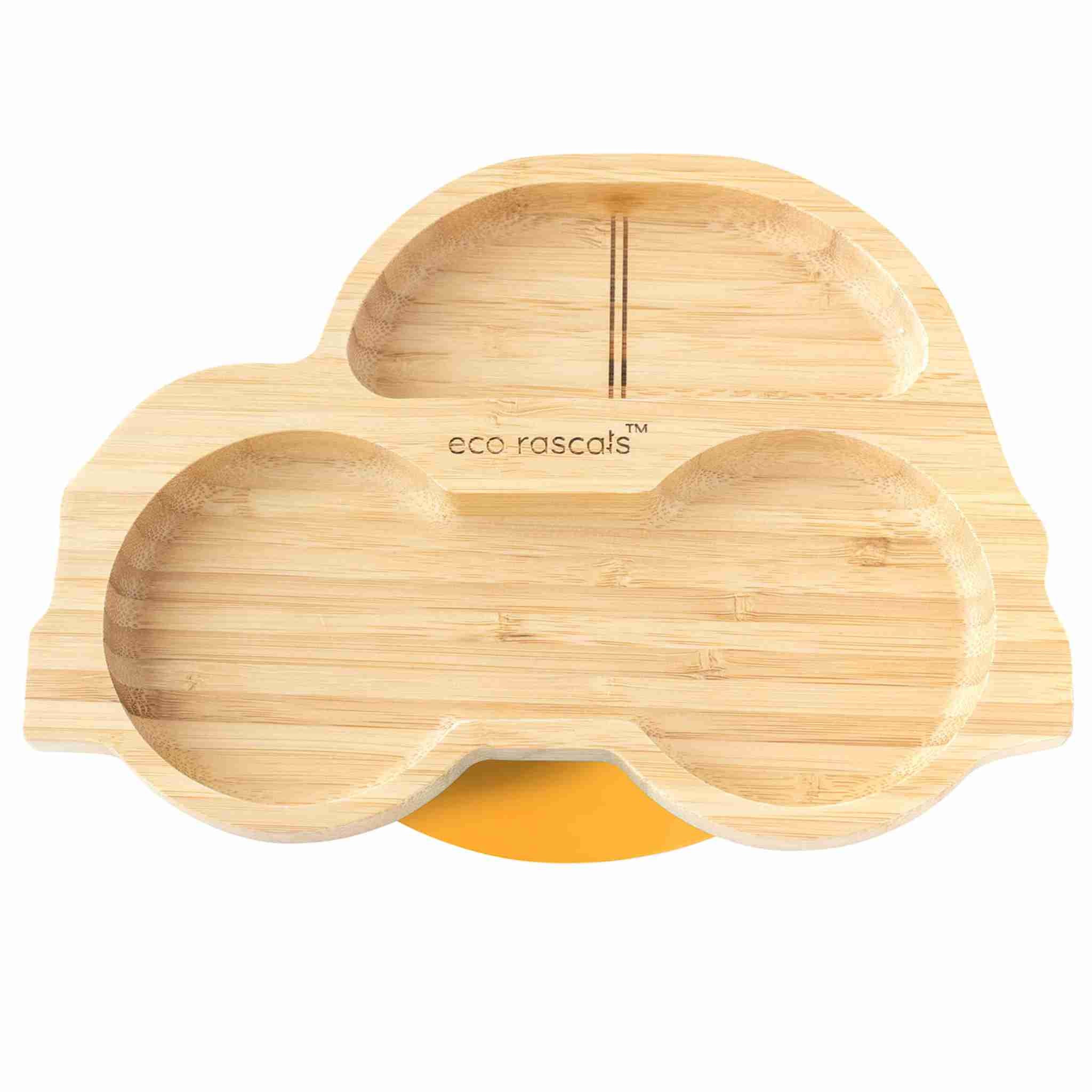 Eco Rascals Bamboo Plates Car piatto ventosa scomparti verde