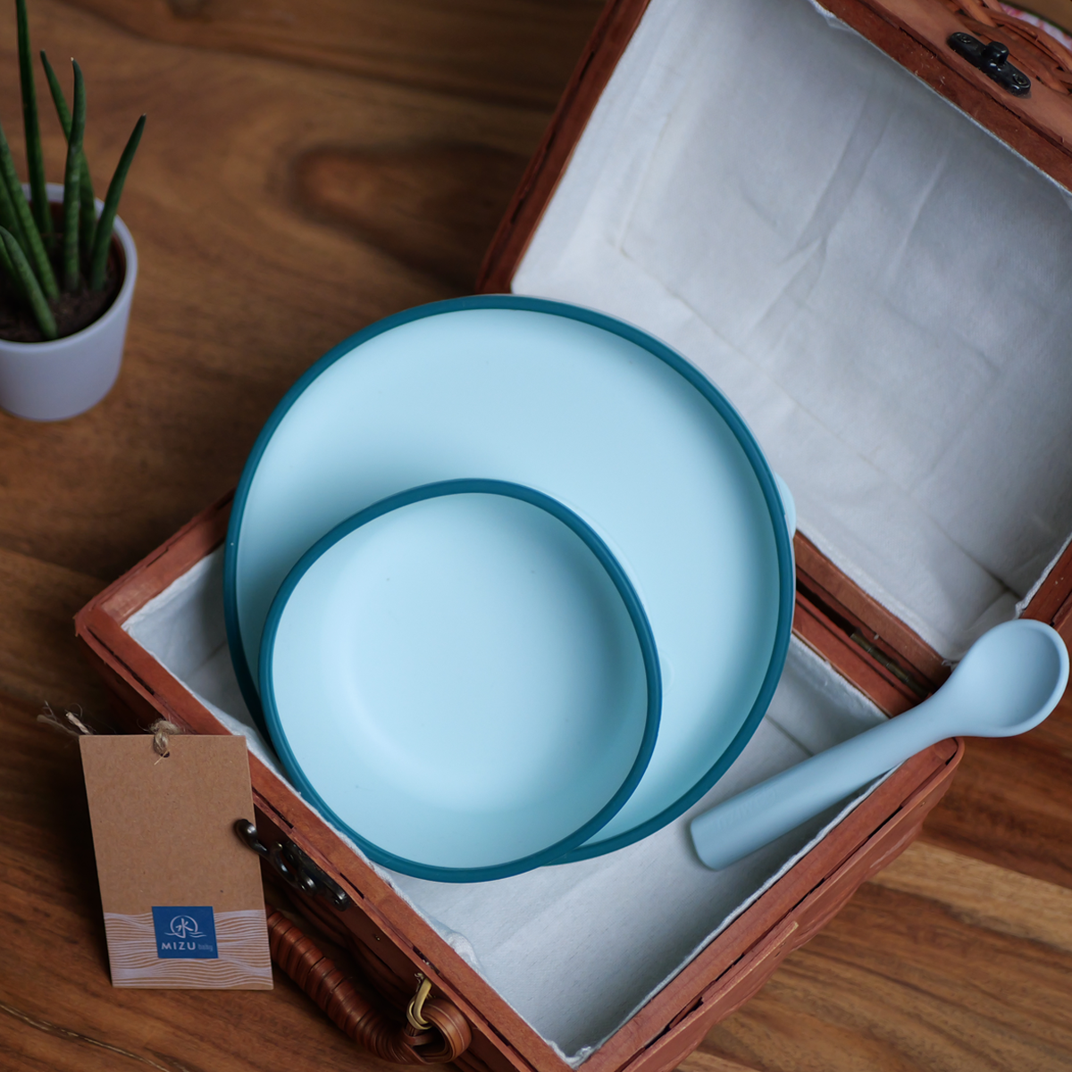 Mizu Baby Taiki Set Pappa Silicone Ventosa con Legno