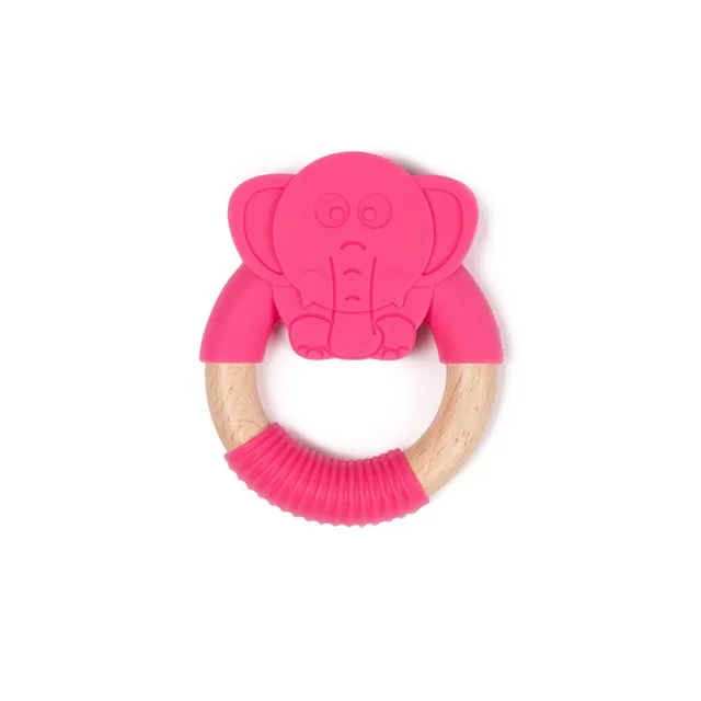 BoJungle Playtime B-Wood Teether Massaggiagengive Elefante Rosa