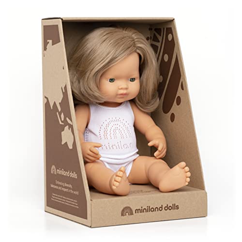 Miniland Bambola Europea 38 cm Bionda Bambina in Vinile