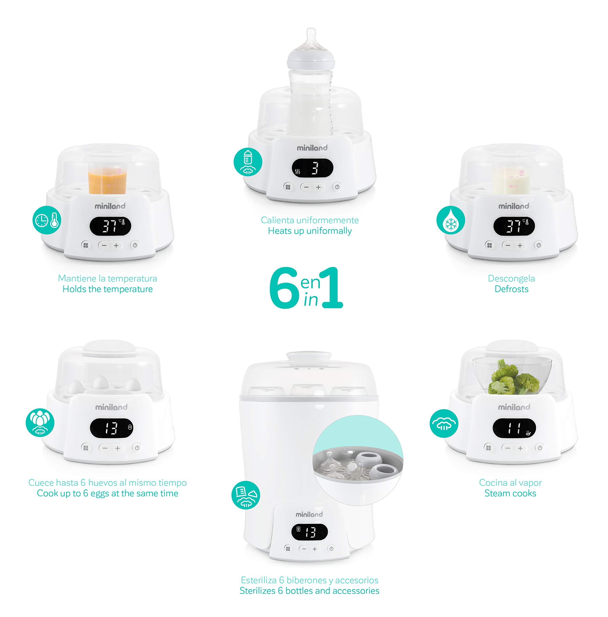 Miniland Alimentazione Sterilizzatore Scaldabiberon 6 in 1