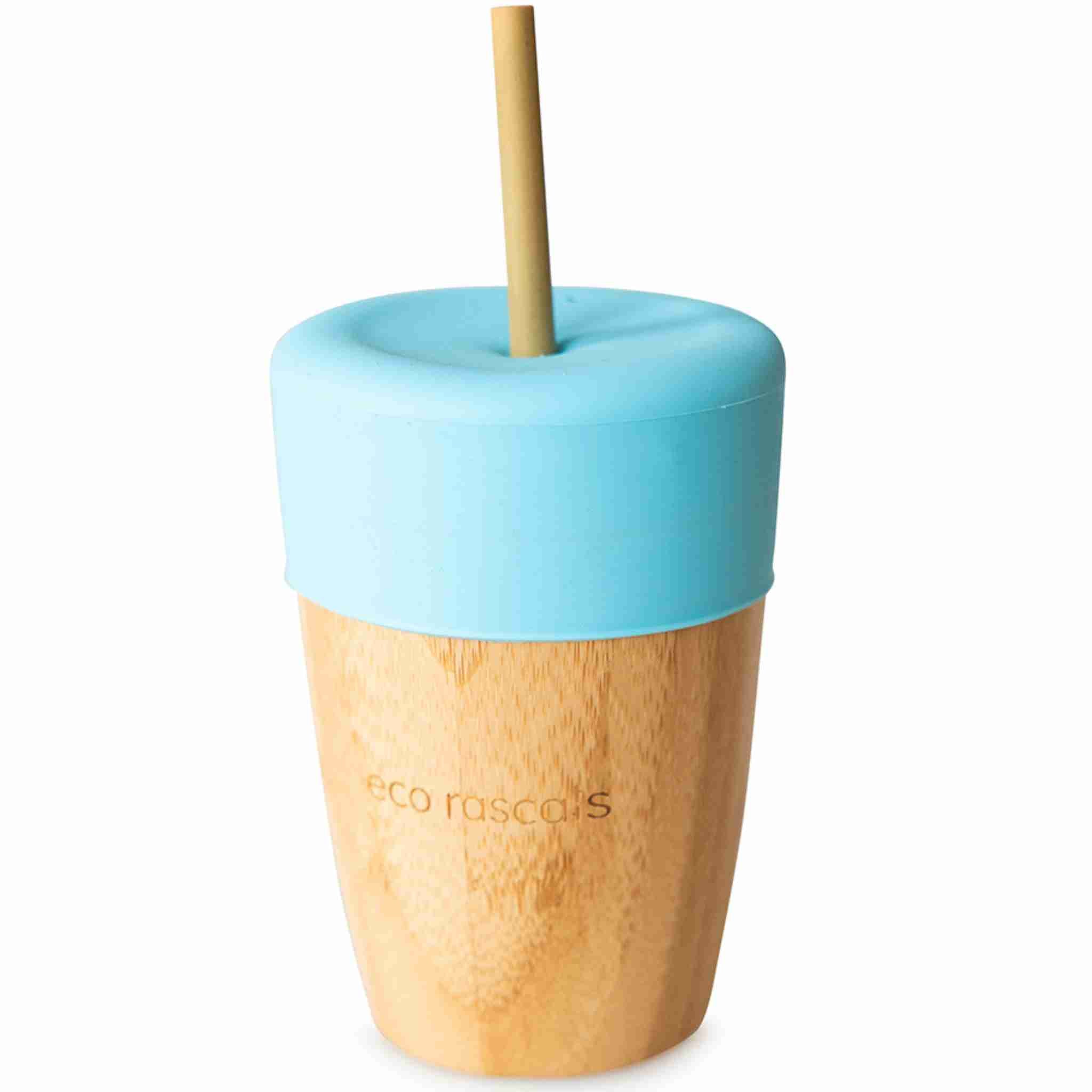 Eco Rascals Bamboo Cups tazza bambù blu 210 ml 2 cannucce