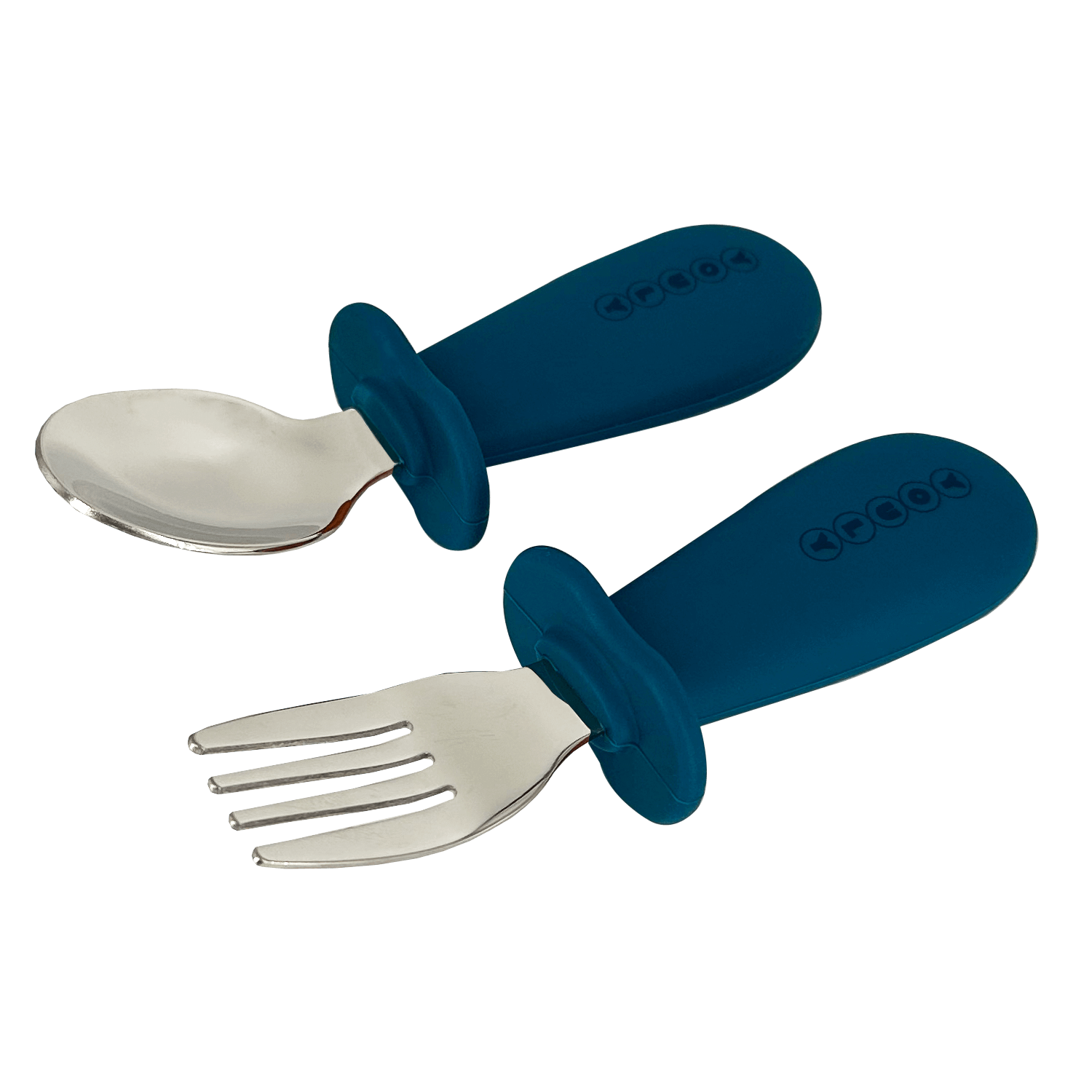 Youly Set posate bimbi blu acciaio e silicone