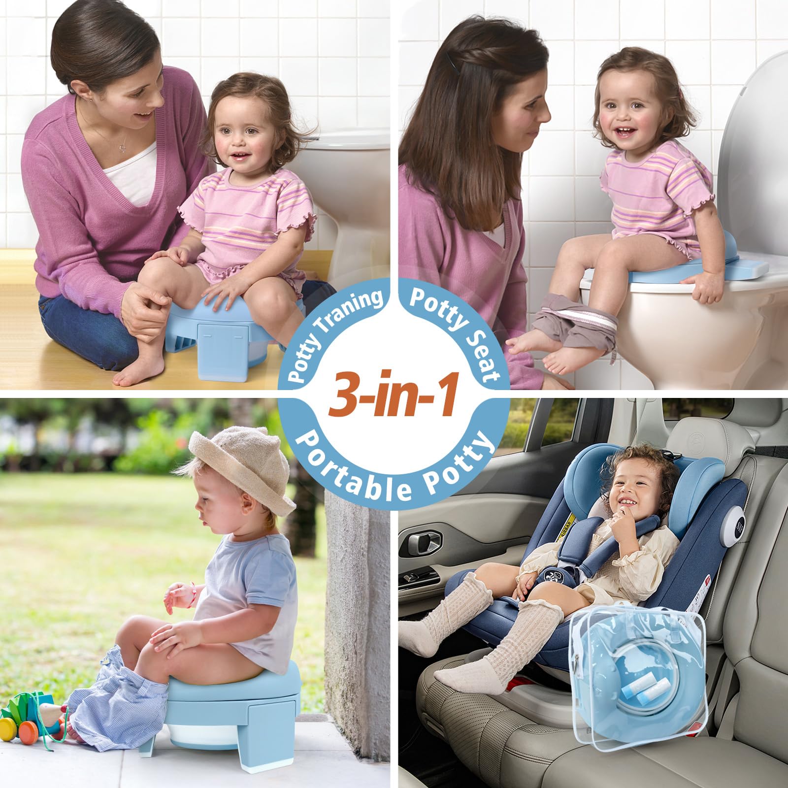 TYRY.HU Vasino Portatile 3-in-1 Riduttore WC Bambini Blu