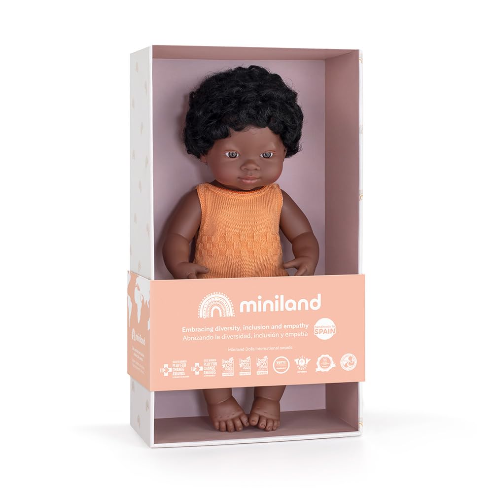 Miniland Colourful bambola africana 38 cm vinile